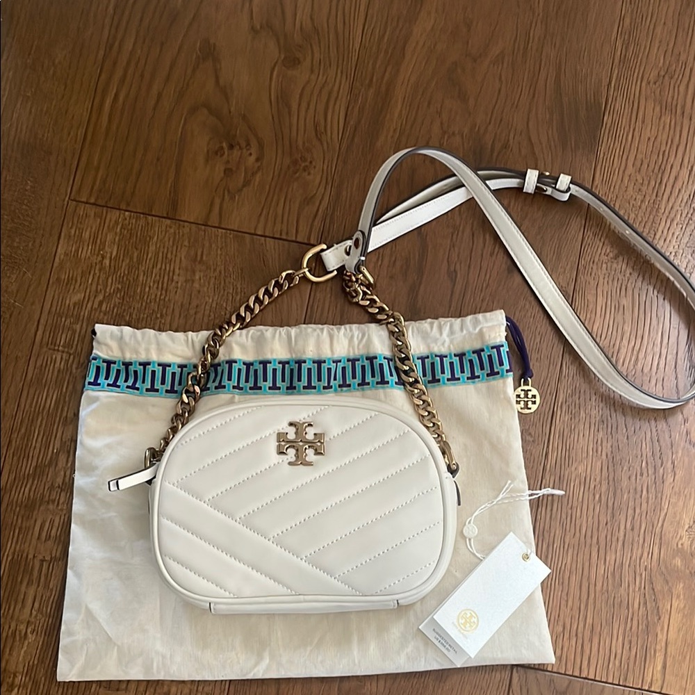 Tory Burch Ivory Chevron Quilted Crossbody